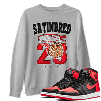 Air Jordan 1 Satin Bred shirt to match jordans Basketball sneaker tees AJ1 Retro Satin Bred SNRT Sneaker Tees Sneaker Matching Clothing Brand Unisex Sneaker Tee Heather Grey 1 T-Shirt