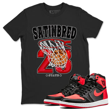 Air Jordan 1 Satin Bred shirt to match jordans Basketball sneaker tees AJ1 Retro Satin Bred SNRT Sneaker Tees Sneaker Matching Clothing Brand Unisex Sneaker Tee Black 1 T-Shirt