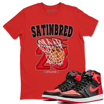 Air Jordan 1 Satin Bred shirt to match jordans Basketball sneaker tees AJ1 Retro Satin Bred SNRT Sneaker Tees Sneaker Matching Clothing Brand Unisex Sneaker Tee Red 1 T-Shirt