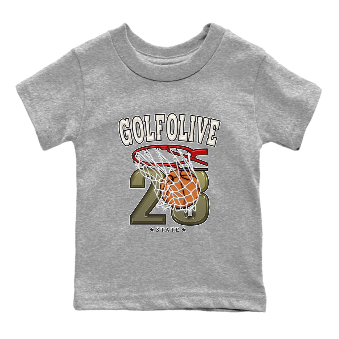 Jordan 1 Low X Travis Scott Golf Olive shirt to match jordans Basketball sneaker release tees Air Jordan 1 Travis Scott Golf Olive SNRT Sneaker Tees Baby Toddler Heather Grey 2 T-Shirt