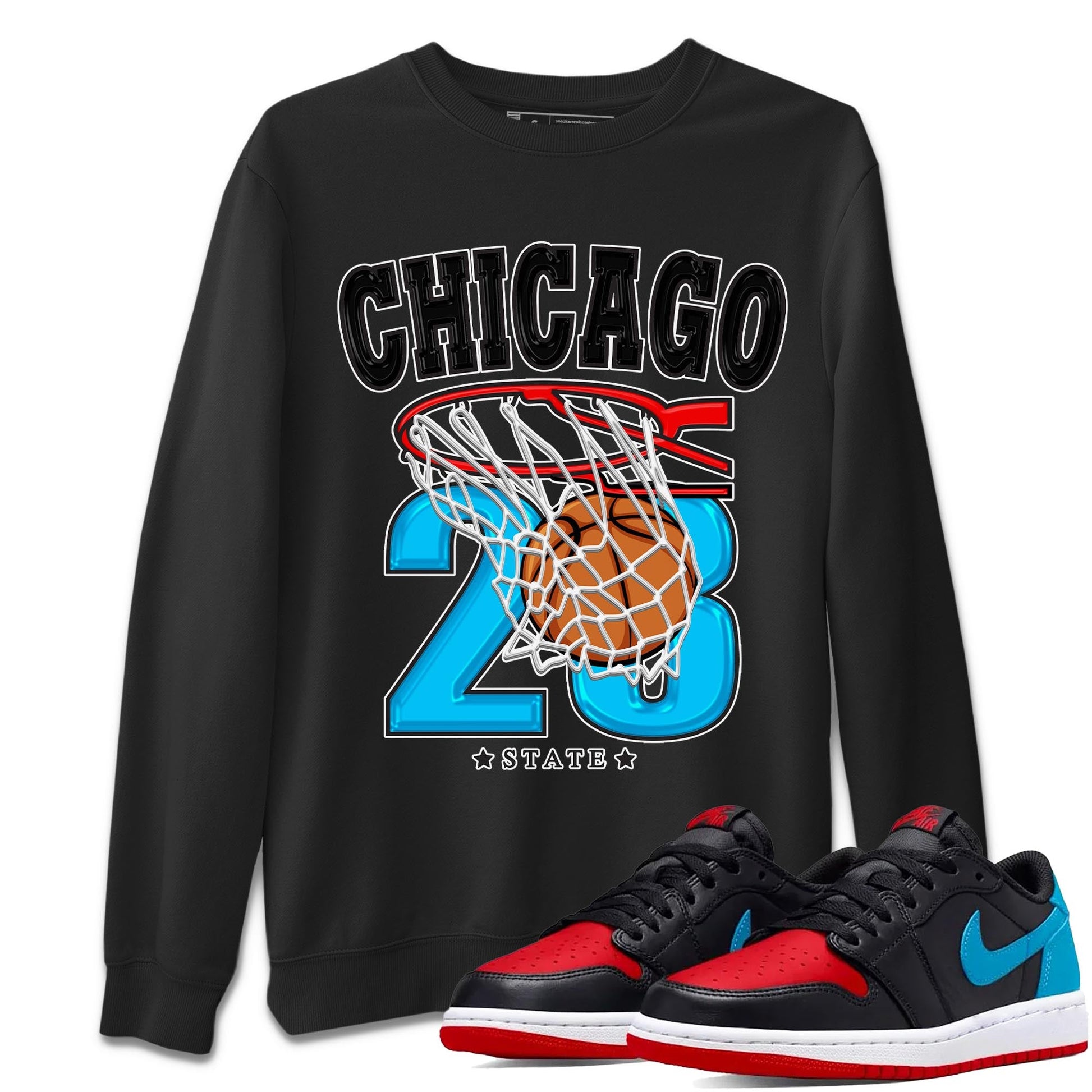 Air Jordan 1 Low UNC to Chicago shirt to match jordans Basketball sneaker tees Air Jordan 1 UNC to Chicago SNRT Sneaker Release Tees Unisex Black 1 T-Shirt