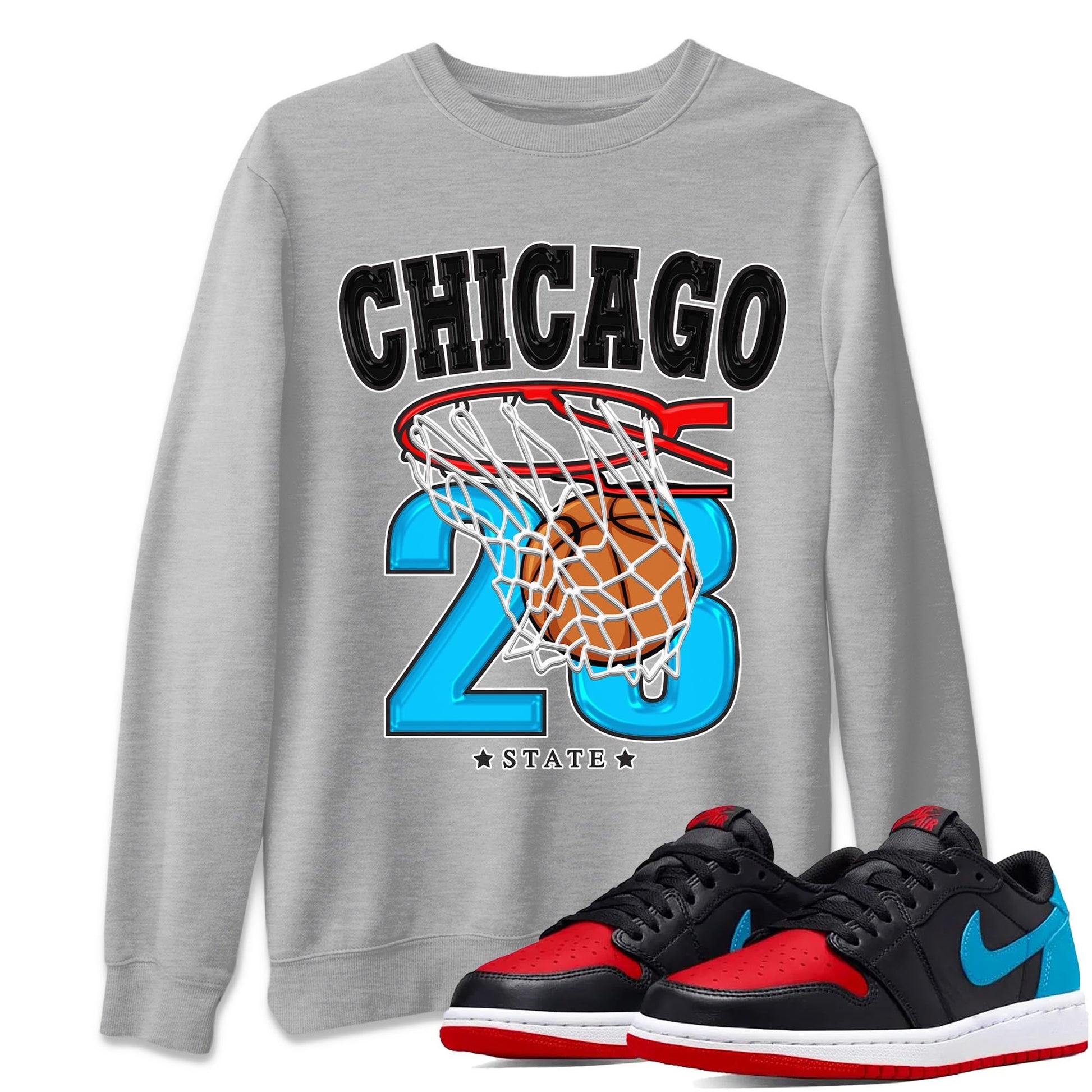 Air Jordan 1 Low UNC to Chicago shirt to match jordans Basketball sneaker tees Air Jordan 1 UNC to Chicago SNRT Sneaker Release Tees Unisex Heather Grey 1 T-Shirt