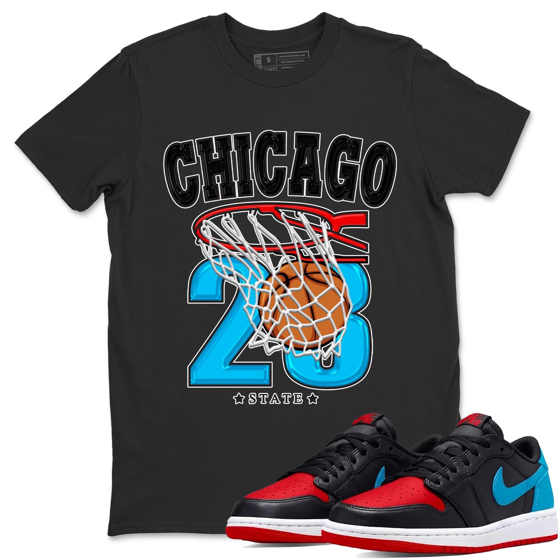 Air Jordan 1 Low UNC to Chicago shirt to match jordans Basketball sneaker tees Air Jordan 1 UNC to Chicago SNRT Sneaker Release Tees Unisex Black 1 T-Shirt