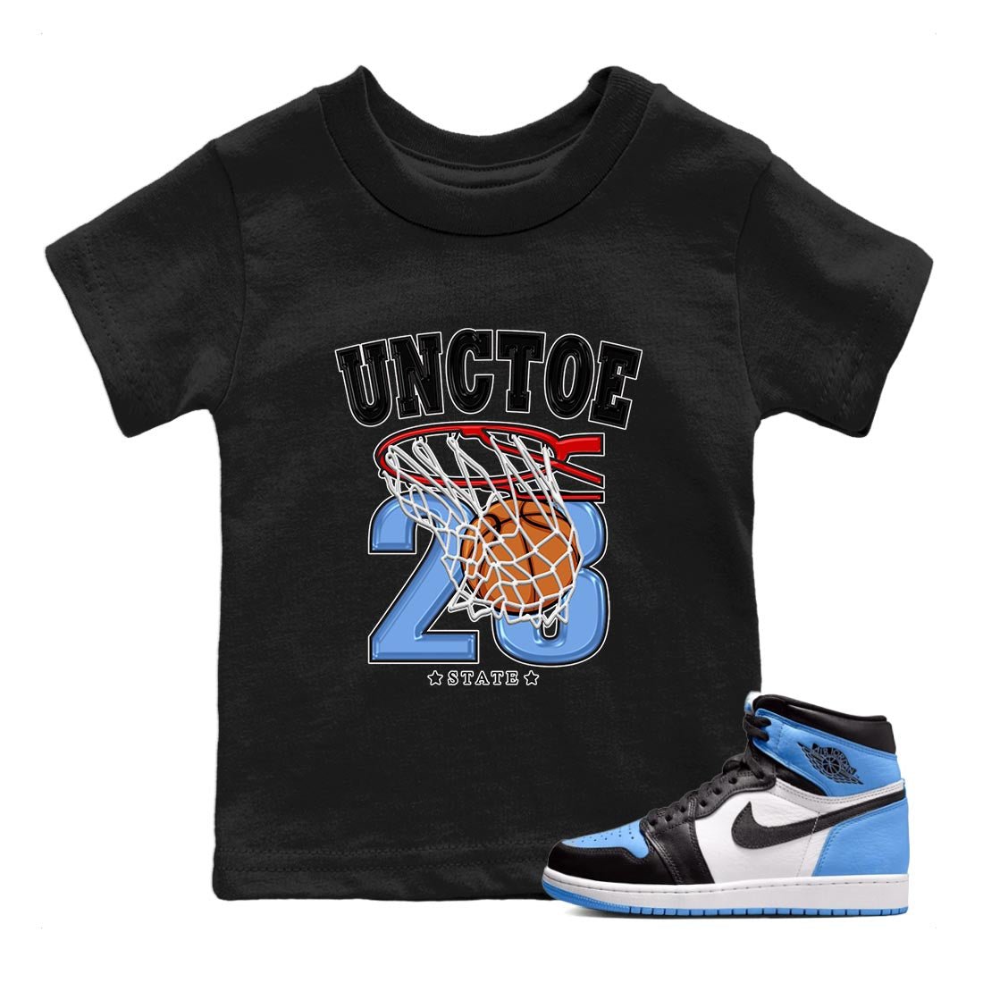 Air Jordan 1 Retro High OG University Blue shirt to match jordans Basketball sneaker tees Air Jordan 1 UNC Toe SNRT Sneaker Release Tees Baby Toddler Black 1 T-Shirt