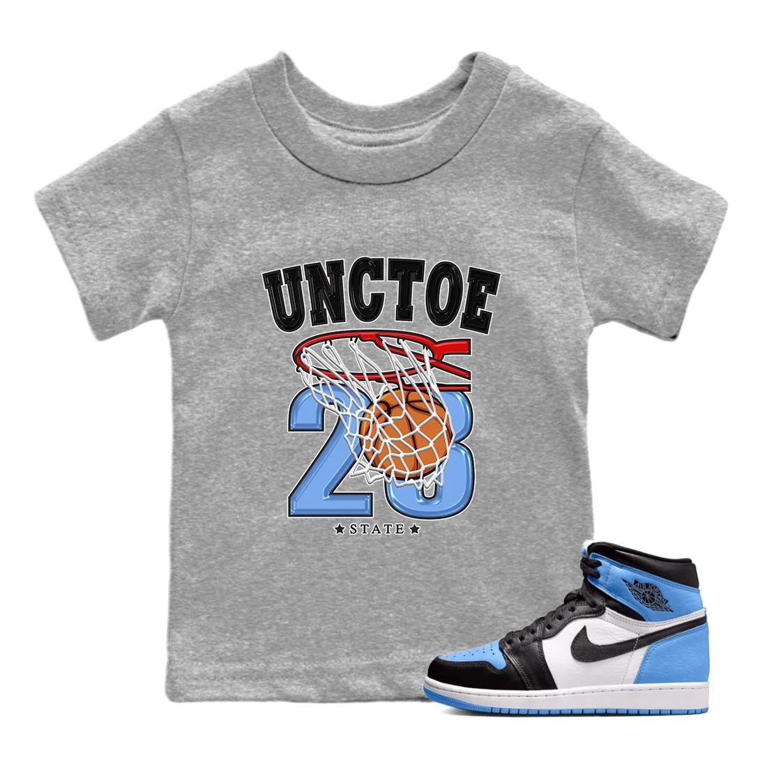 Air Jordan 1 Retro High OG University Blue shirt to match jordans Basketball sneaker tees Air Jordan 1 UNC Toe SNRT Sneaker Release Tees Baby Toddler Heather Grey 1 T-Shirt