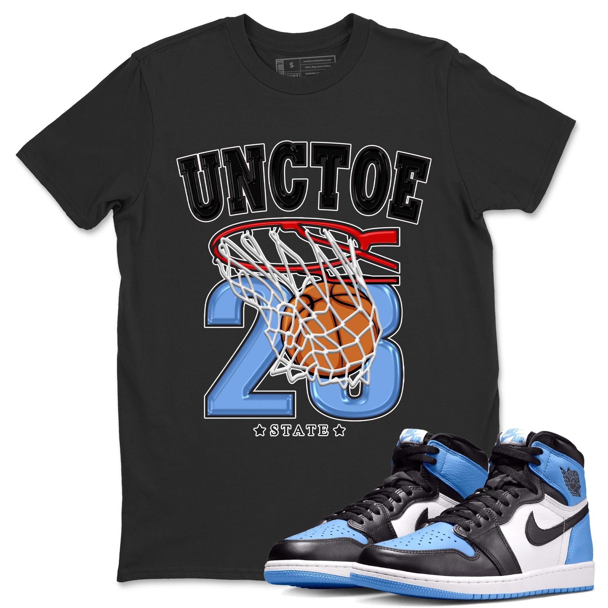 Air Jordan 1 Retro High OG University Blue shirt to match jordans Basketball sneaker tees Air Jordan 1 UNC Toe SNRT Sneaker Release Tees Unisex Black 1 T-Shirt