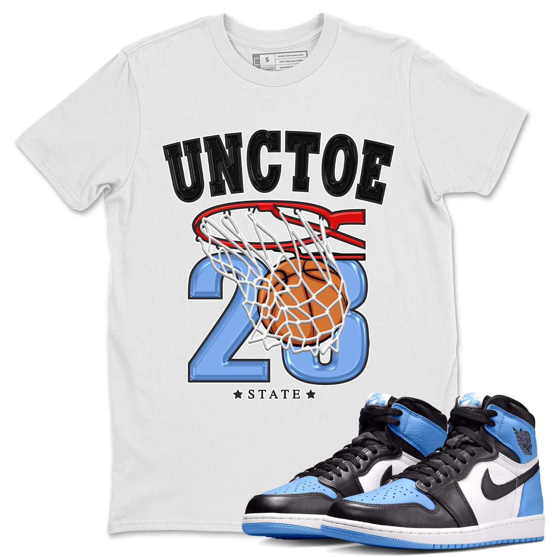 Air Jordan 1 Retro High OG University Blue shirt to match jordans Basketball sneaker tees Air Jordan 1 UNC Toe SNRT Sneaker Release Tees Unisex White 1 T-Shirt