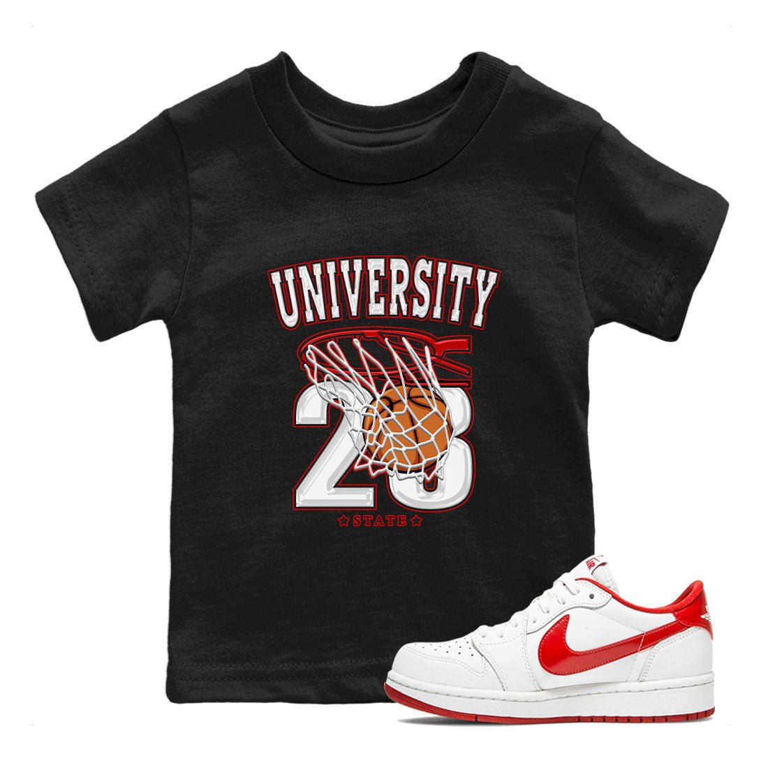 1s Low University Red shirt to match jordans Basketball sneaker tees Air Jordan 1 University Red SNRT Sneaker Tees Sneaker Matching Clothing Brand Baby Toddler Black 1 T-Shirt