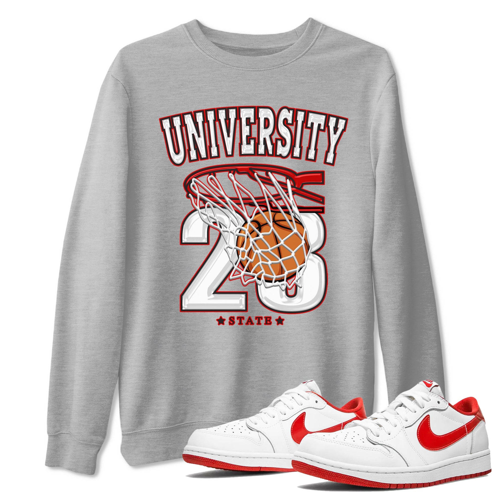 1s Low University Red shirt to match jordans Basketball sneaker tees Air Jordan 1 University Red SNRT Sneaker Tees Sneaker Matching Clothing Brand Unisex Sneaker Tee Heather Grey 1 T-Shirt