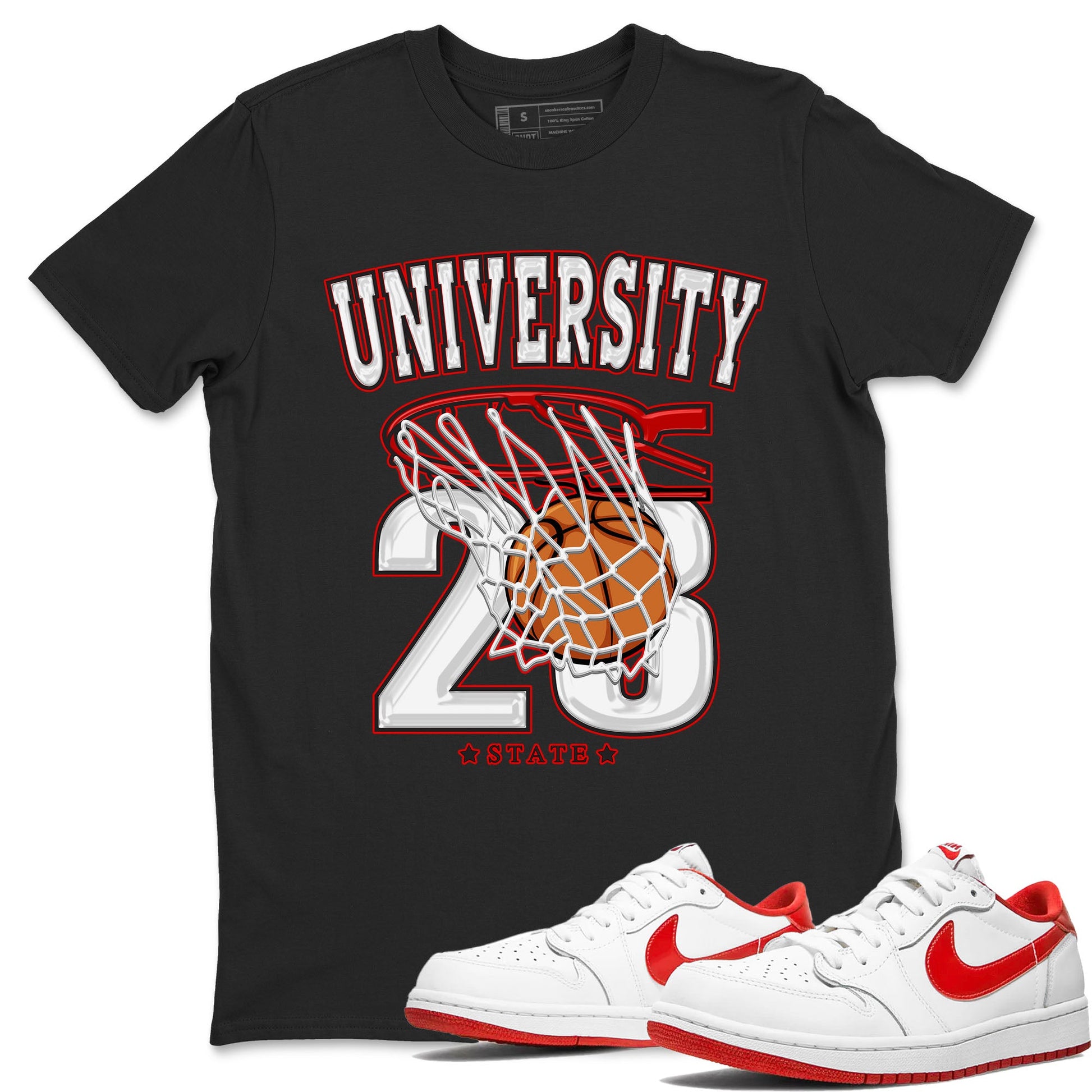 1s Low University Red shirt to match jordans Basketball sneaker tees Air Jordan 1 University Red SNRT Sneaker Tees Sneaker Matching Clothing Brand Unisex Sneaker Tee Black 1 T-Shirt