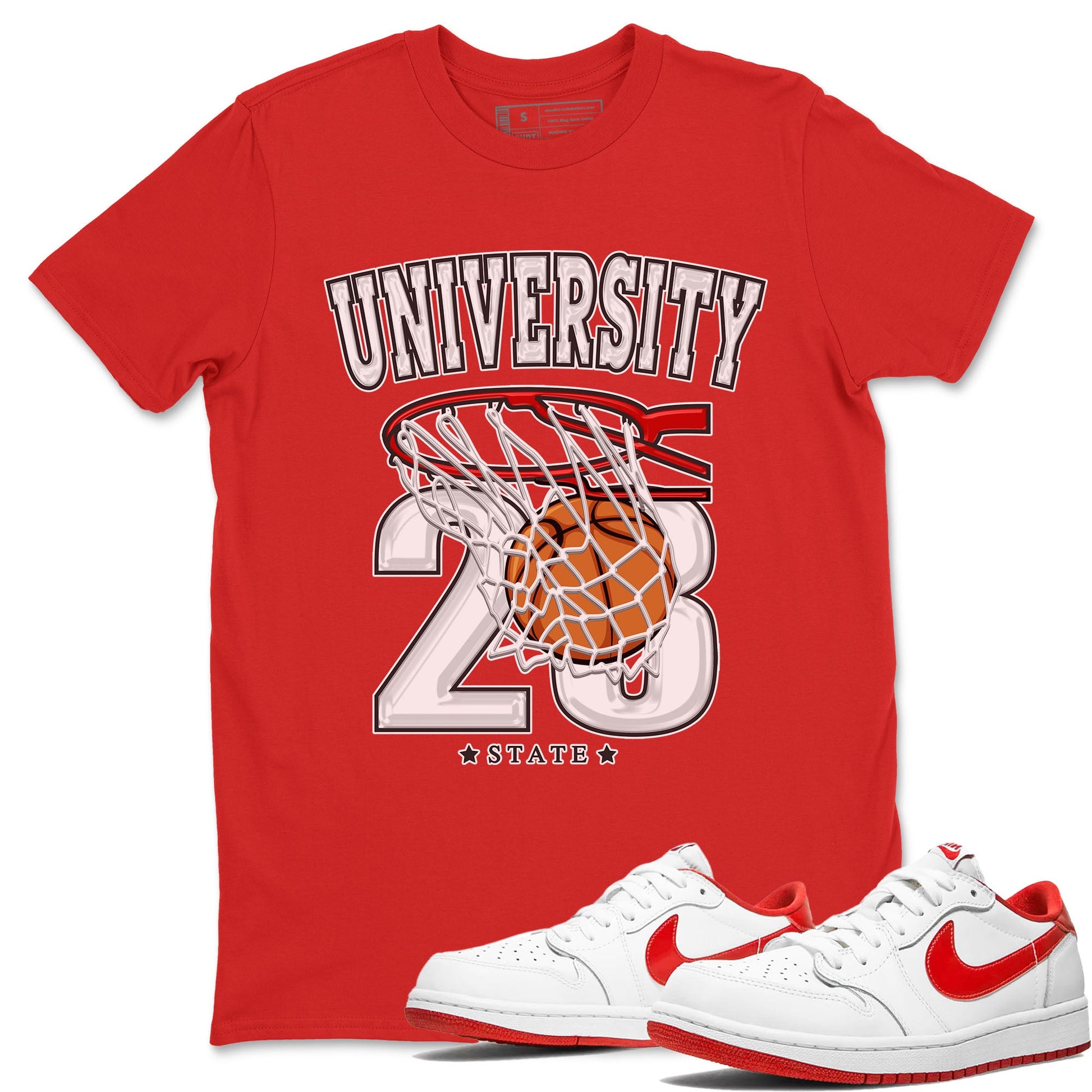 1s Low University Red shirt to match jordans Basketball sneaker tees Air Jordan 1 University Red SNRT Sneaker Tees Sneaker Matching Clothing Brand Unisex Sneaker Tee Red 1 T-Shirt