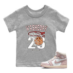 Air Jordan 1 Washed Pink Sneaker Match Tees Basketball Sneaker Tees AJ1 Washed Pink Sneaker Release Tees Kids Shirts Heather Grey 1