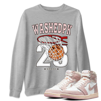 Air Jordan 1 Washed Pink Sneaker Match Tees Basketball Sneaker Tees AJ1 Washed Pink Sneaker Release Tees Unisex Shirts Heather Grey 1