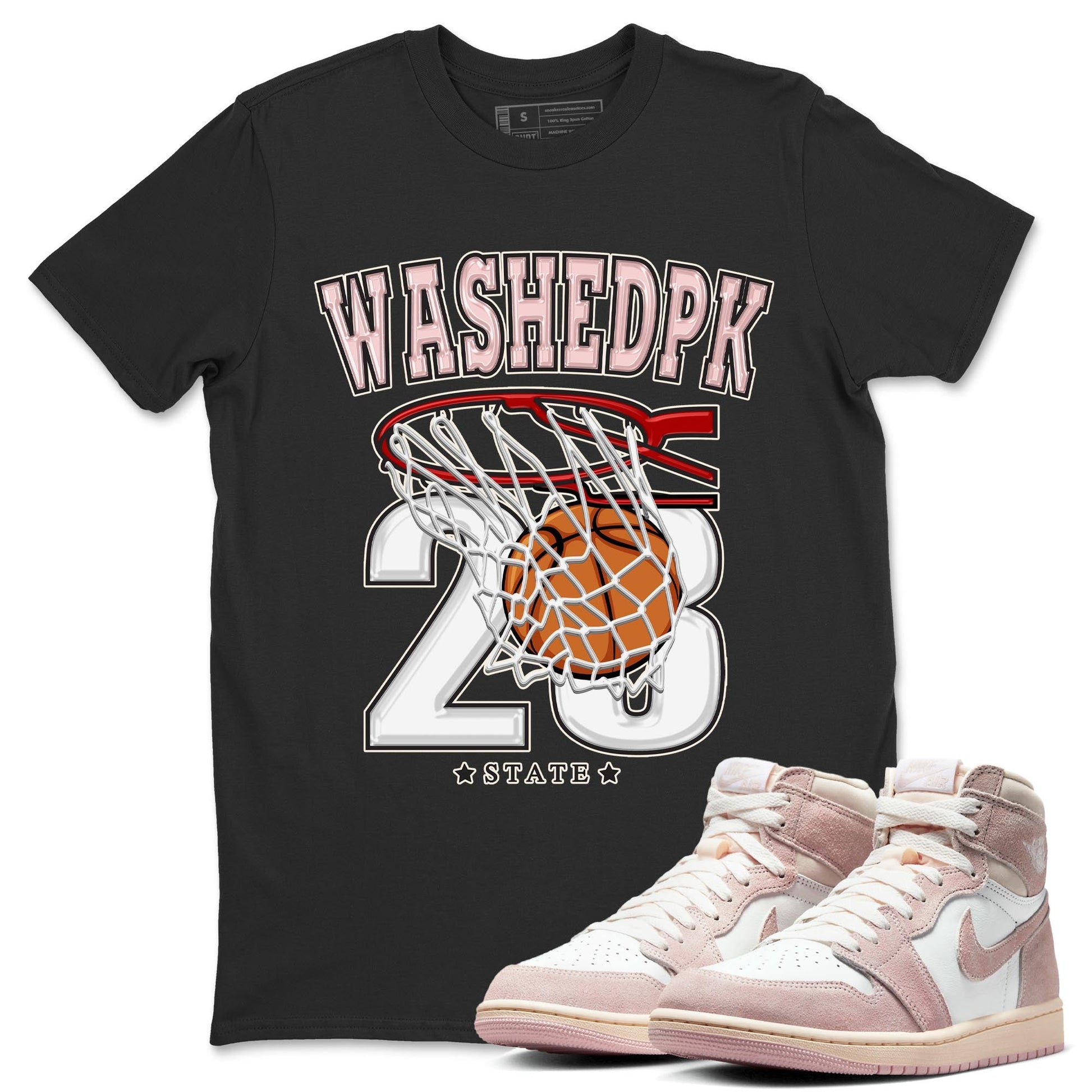 Air Jordan 1 Washed Pink Sneaker Match Tees Basketball Sneaker Tees AJ1 Washed Pink Sneaker Release Tees Unisex Shirts Black 1
