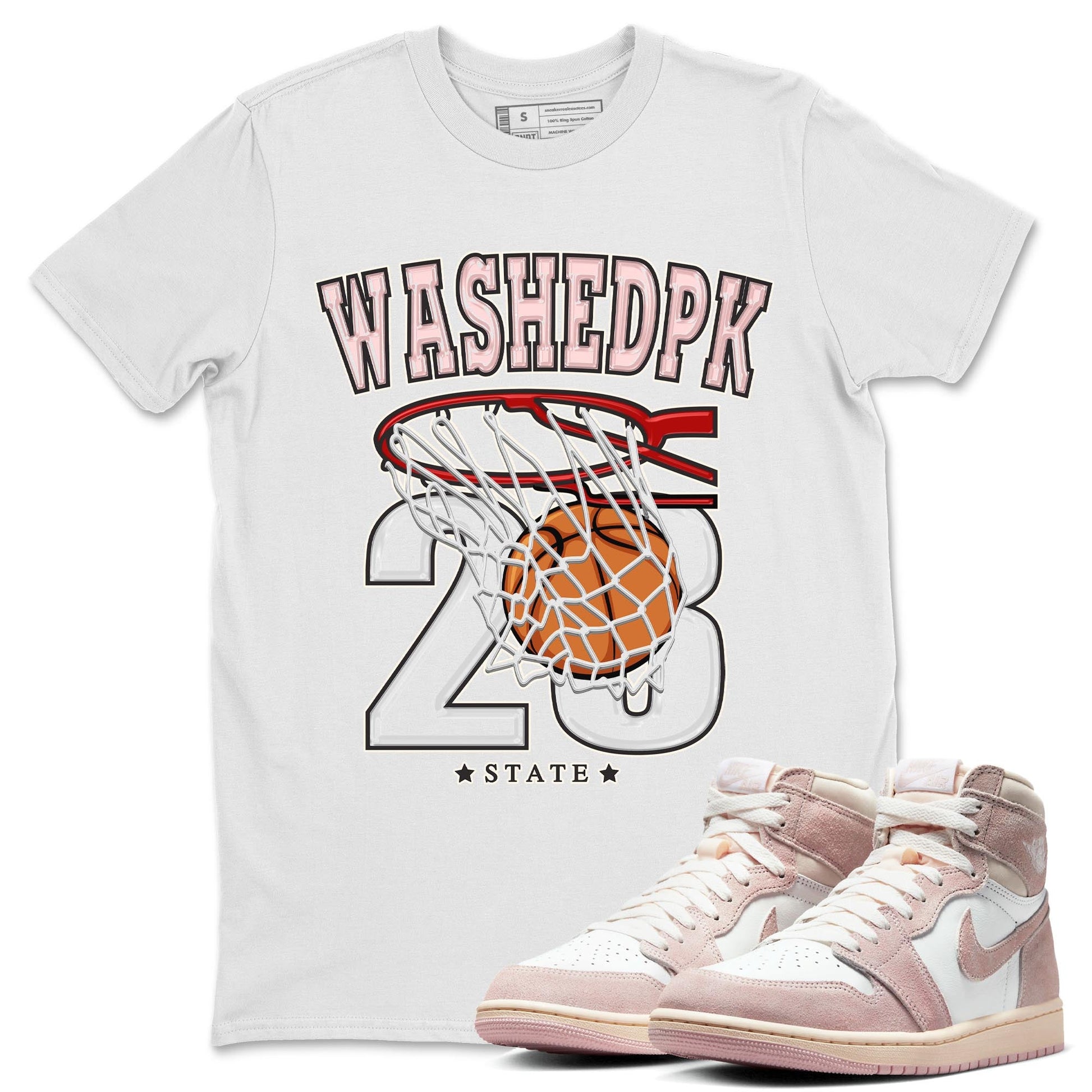 Air Jordan 1 Washed Pink Sneaker Match Tees Basketball Sneaker Tees AJ1 Washed Pink Sneaker Release Tees Unisex Shirts White 1