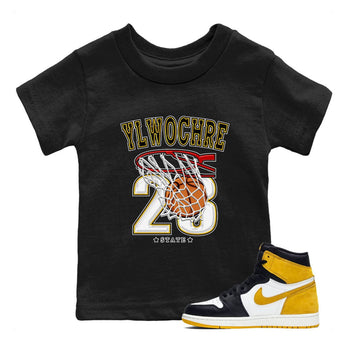 1s Yellow Ochre shirt to match jordans Basketball sneaker tees Air Jordan 1 High OG Yellow Ochre SNRT sneaker release tees baby toddler Black 1 cotton Shirt