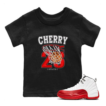 Jordan 12 Retro Cherry shirt to match jordans Varsity Red Basketball special sneaker matching tees 12s Cherry SNRT sneaker tees Baby Toddler Black 1 T-Shirt