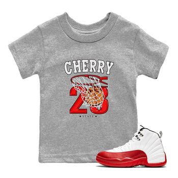 Jordan 12 Retro Cherry shirt to match jordans Varsity Red Basketball special sneaker matching tees 12s Cherry SNRT sneaker tees Baby Toddler Heather Grey 1 T-Shirt
