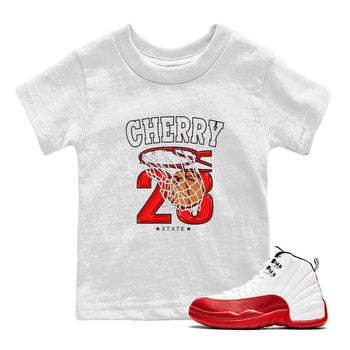 Jordan 12 Retro Cherry shirt to match jordans Varsity Red Basketball special sneaker matching tees 12s Cherry SNRT sneaker tees Baby Toddler White 1 T-Shirt