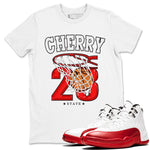 Jordan 12 Retro Cherry shirt to match jordans Varsity Red Basketball special sneaker matching tees 12s Cherry SNRT sneaker tees Unisex White 1 T-Shirt