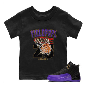 12s Field Purple shirt to match jordans Basketball sneaker tees Air Jordan 12 Field Purple SNRT Sneaker Release Tees Baby Toddler Black 1 T-Shirt