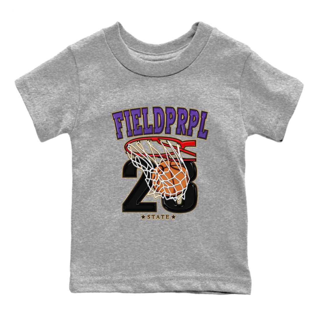 12s Field Purple shirt to match jordans Basketball sneaker tees Air Jordan 12 Field Purple SNRT Sneaker Release Tees Baby Toddler Heather Grey 2 T-Shirt