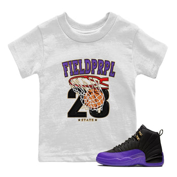 12s Field Purple shirt to match jordans Basketball sneaker tees Air Jordan 12 Field Purple SNRT Sneaker Release Tees Baby Toddler White 1 T-Shirt