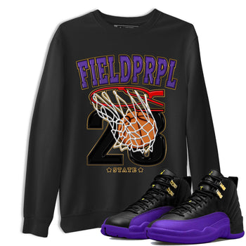12s Field Purple shirt to match jordans Basketball sneaker tees Air Jordan 12 Field Purple SNRT Sneaker Release Tees Crew Neck Casual Unisex Black 1 T-Shirt