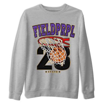 12s Field Purple shirt to match jordans Basketball sneaker tees Air Jordan 12 Field Purple SNRT Sneaker Release Tees Crew Neck Casual Unisex Heather Grey 2 T-Shirt