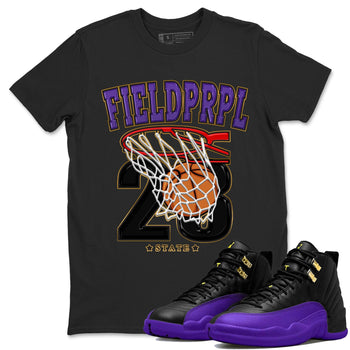 12s Field Purple shirt to match jordans Basketball sneaker tees Air Jordan 12 Field Purple SNRT Sneaker Release Tees Crew Neck Casual Unisex Black 1 T-Shirt