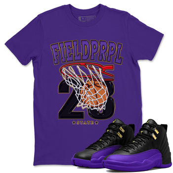 12s Field Purple shirt to match jordans Basketball sneaker tees Air Jordan 12 Field Purple SNRT Sneaker Release Tees Crew Neck Casual Unisex Purple 1 T-Shirt