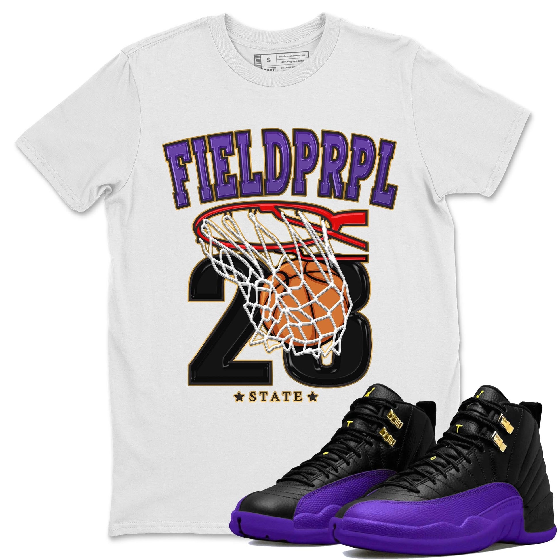 12s Field Purple shirt to match jordans Basketball sneaker tees Air Jordan 12 Field Purple SNRT Sneaker Release Tees Crew Neck Casual Unisex White 1 T-Shirt