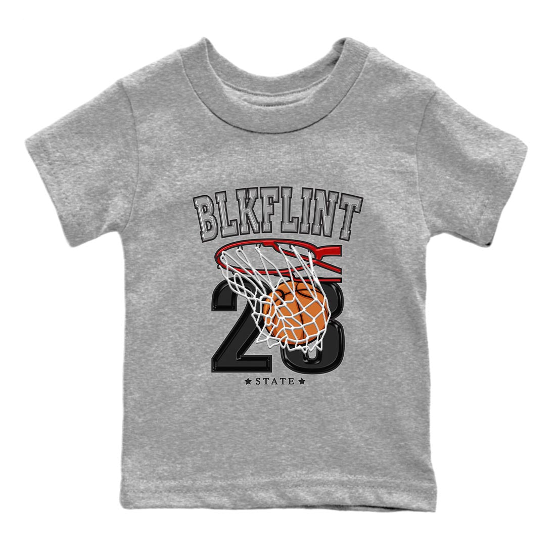 Air Jordan 13 Black Flint Sneaker Match Tees Basketball Sneaker Tees AJ 13s Black Flint Sneaker Release Tees Kids Shirts Heather Grey 2