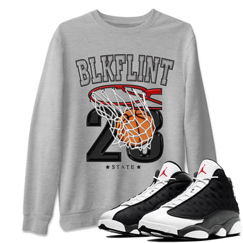 Air Jordan 13 Black Flint Sneaker Match Tees Basketball Sneaker Tees AJ 13s Black Flint Sneaker Release Tees Unisex Shirts Heather Grey 1