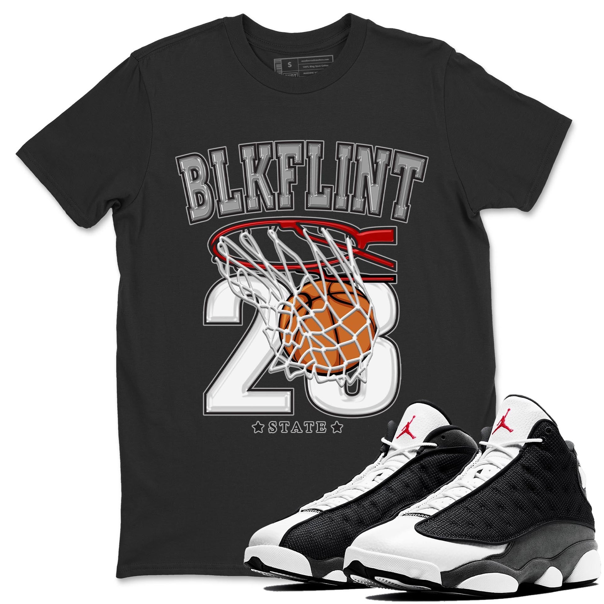 Air Jordan 13 Black Flint Sneaker Match Tees Basketball Sneaker Tees AJ 13s Black Flint Sneaker Release Tees Unisex Shirts Black 1