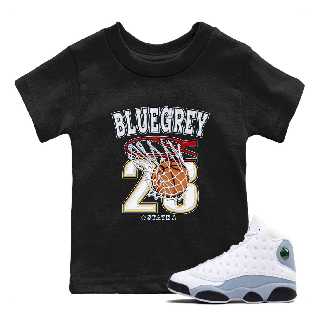 13s Blue Grey shirt to match jordans Basketball sneaker tees Air Jordan 13 Blue Grey SNRT sneaker release tees baby toddler Black 1 cotton Shirt