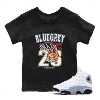 13s Blue Grey shirt to match jordans Basketball sneaker tees Air Jordan 13 Blue Grey SNRT sneaker release tees baby toddler Black 1 cotton Shirt