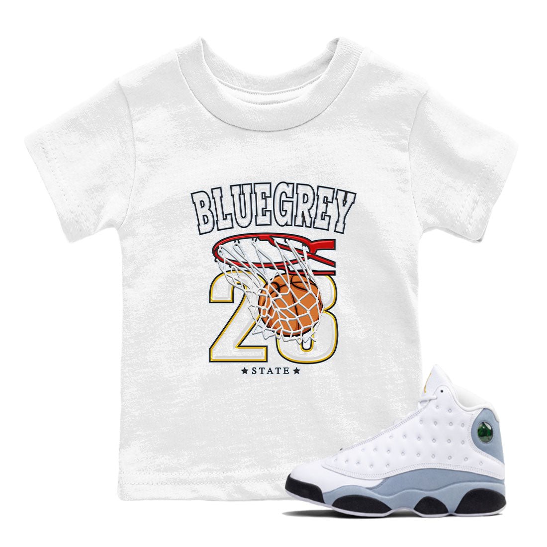 13s Blue Grey shirt to match jordans Basketball sneaker tees Air Jordan 13 Blue Grey SNRT sneaker release tees baby toddler White 1 cotton Shirt