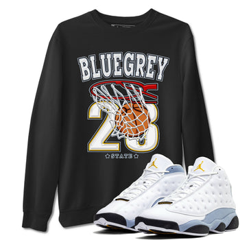 13s Blue Grey shirt to match jordans Basketball sneaker tees Air Jordan 13 Blue Grey SNRT Sneaker Release Tees unisex cotton Black 1 crew neck shirt