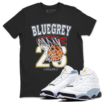 13s Blue Grey shirt to match jordans Basketball sneaker tees Air Jordan 13 Blue Grey SNRT Sneaker Release Tees unisex cotton Black 1 crew neck shirt