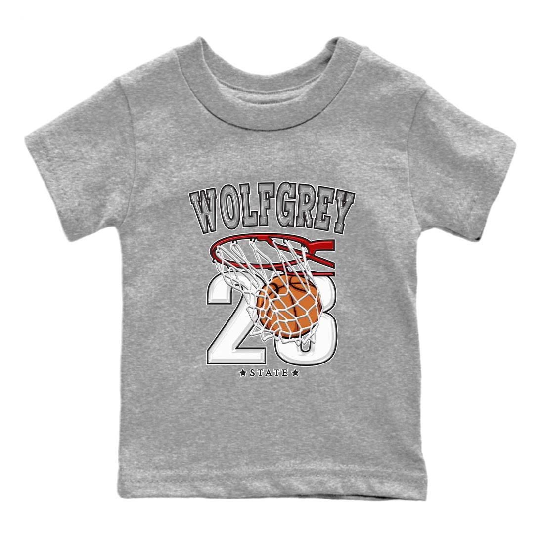 AJ13 Wolf Grey Sneaker Match Tees Basketball Sneaker Tees Air Jordan 13 Wolf Grey SNRT Sneaker Release Tees Kids Shirts Heather Grey 2