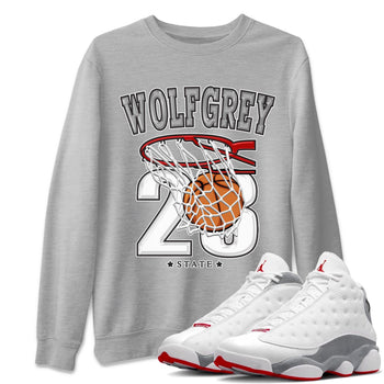 AJ13 Wolf Grey Sneaker Match Tees Basketball Sneaker Tees Air Jordan 13 Wolf Grey SNRT Sneaker Release Tees Unisex Shirts Heather Grey 1