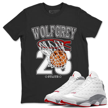 AJ13 Wolf Grey Sneaker Match Tees Basketball Sneaker Tees Air Jordan 13 Wolf Grey SNRT Sneaker Release Tees Unisex Shirts Black 1