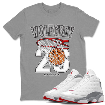 AJ13 Wolf Grey Sneaker Match Tees Basketball Sneaker Tees Air Jordan 13 Wolf Grey SNRT Sneaker Release Tees Unisex Shirts Heather Grey 1