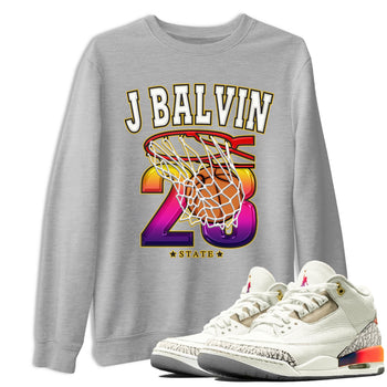 Air Jordan 3 J Balvin shirt to match jordans Basketball sneaker tees Crew Neck Air Jordan 3 X J Balvin SNRT Sneaker Release Tees Unisex Casual Shirts Heather Grey 1 T-Shirt