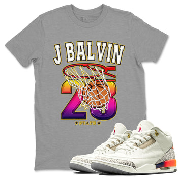 Air Jordan 3 J Balvin shirt to match jordans Basketball sneaker tees Crew Neck Air Jordan 3 X J Balvin SNRT Sneaker Release Tees Unisex Casual Shirts Heather Grey 1 T-Shirt