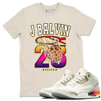Air Jordan 3 J Balvin shirt to match jordans Basketball sneaker tees Crew Neck Air Jordan 3 X J Balvin SNRT Sneaker Release Tees Unisex Casual Shirts Natural 1 T-Shirt