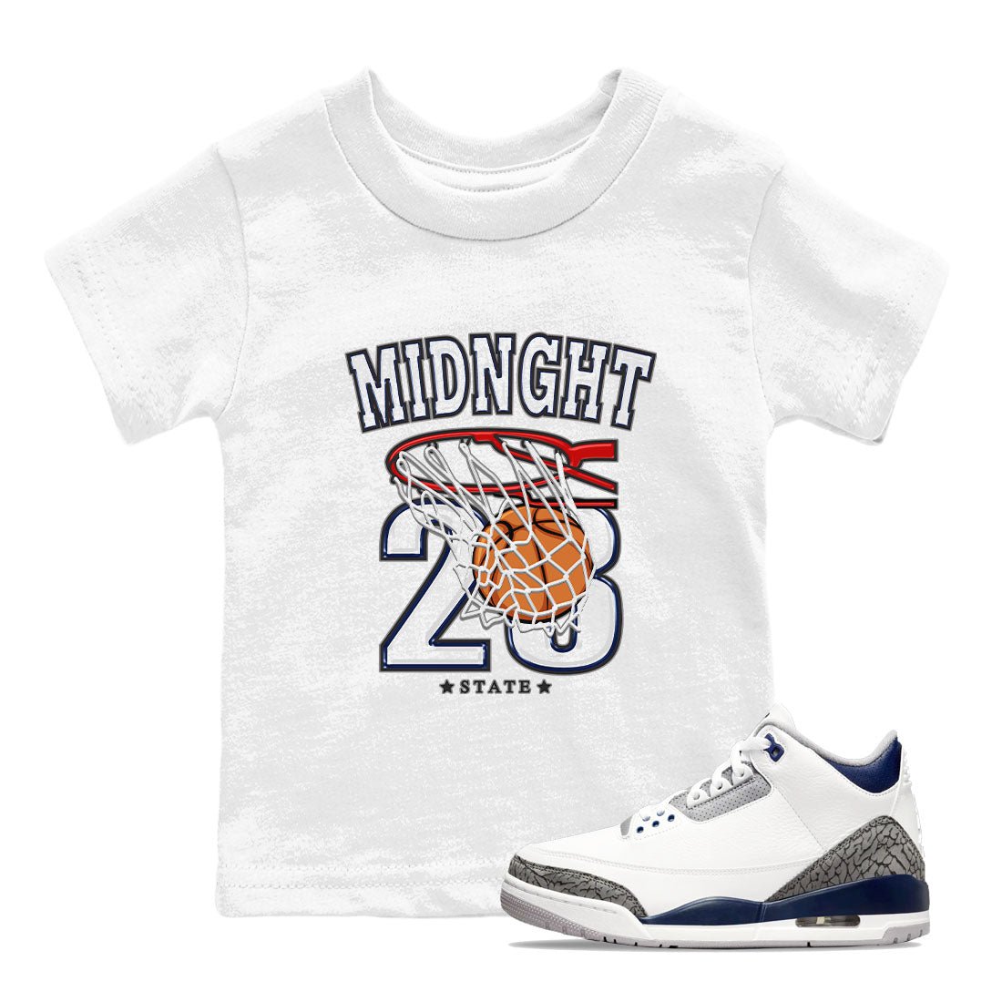 Air Jordan 3 Retro Midnight Navy shirt to match jordans Basketball sneaker shirt 3s Midnight Navy SNRT sneaker tees baby toddler White 1 cotton Shirt