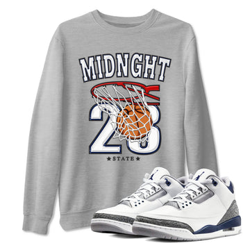 Air Jordan 3 Retro Midnight Navy shirt to match jordans Basketball sneaker shirt 3s Midnight Navy SNRT sneaker tees unisex crew neck cotton Heather Grey 1 crew neck shirt