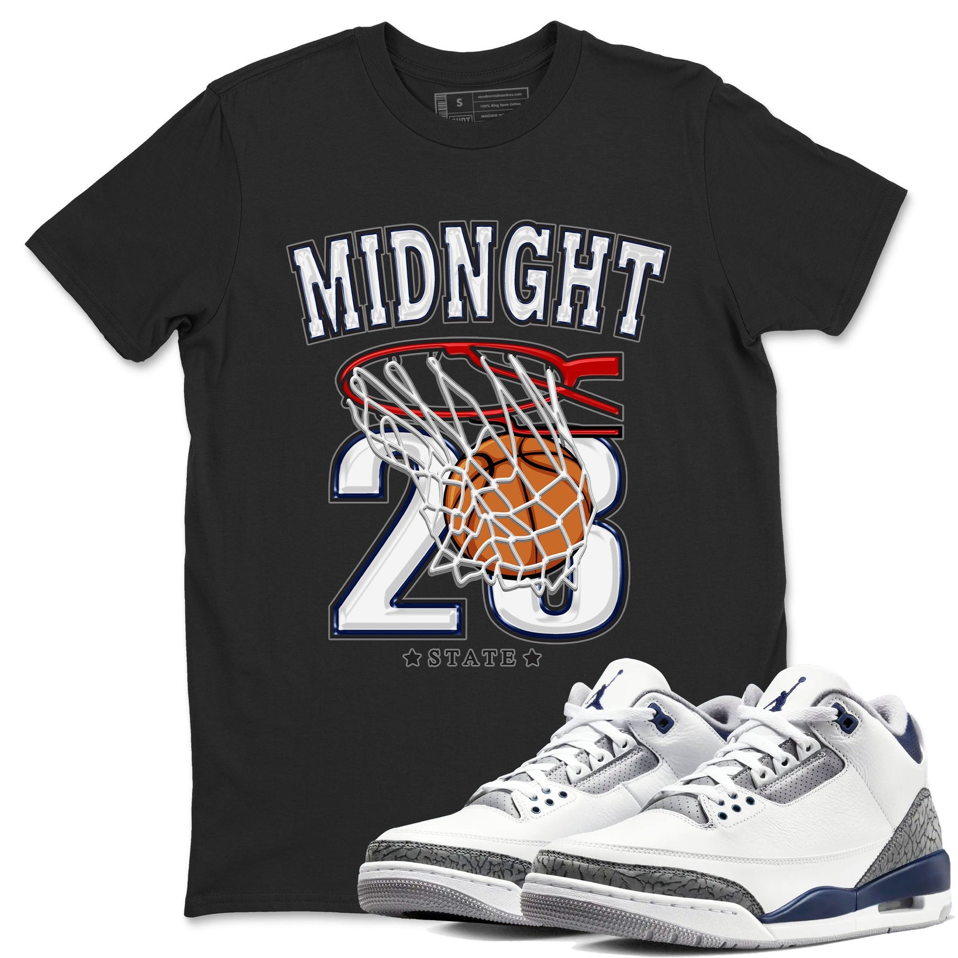 Air Jordan 3 Retro Midnight Navy shirt to match jordans Basketball sneaker shirt 3s Midnight Navy SNRT sneaker tees unisex crew neck cotton Black 1 crew neck shirt
